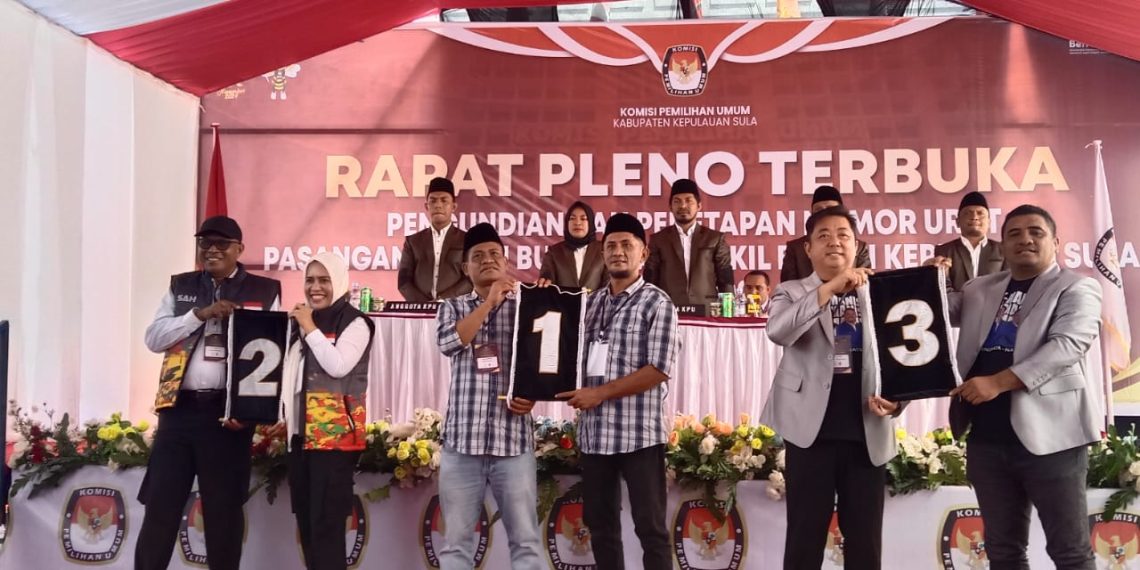 KPU Sula Gelar Rapat Pleno Pengundian dan Penetapan Nomor Urut Bakal Calon Bupati Wakil Bupati