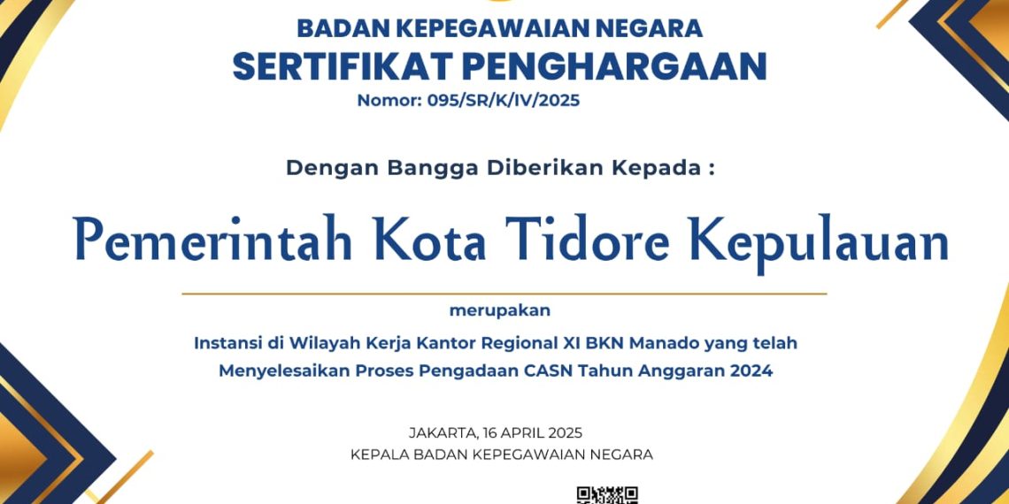 Pemkot Tikep Sabet Penghargaan dari BKN atas Keberhasilan Menyelesaikan CASN T.A 2024