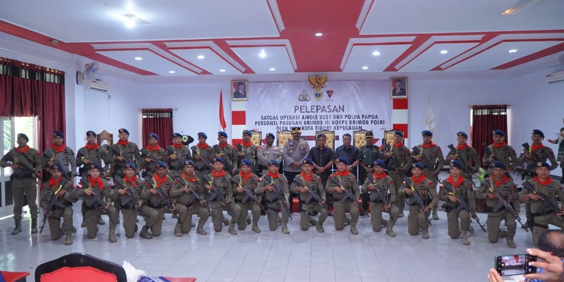 Sebanyak 30 Anggota Satuan Tugas Operasi Amole Tahun 2025 BKO Polda Papua di Lepas Wawali Tikep