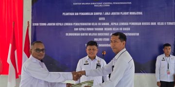 Pelantikan Pejabat Pemasyarakatan, David Lekatompessy Resmi Nakhoda Lapas Kelas IIB Sanana