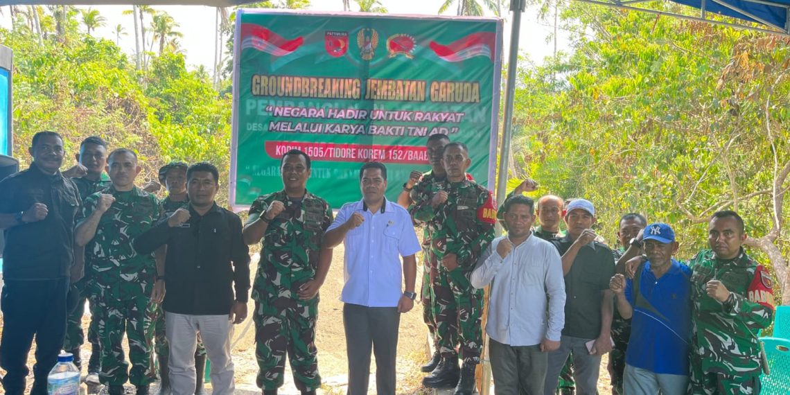 Sinergi Pemkot Tidore dan TNI AD, Pembangunan Jembatan Garuda Merah Putih di Desa Gita Resmi Dimulai